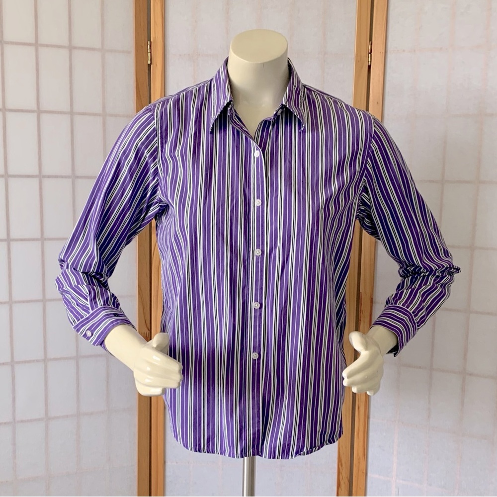 Lauren Ralph Lauren Purple Stripe Shirt Blouse
